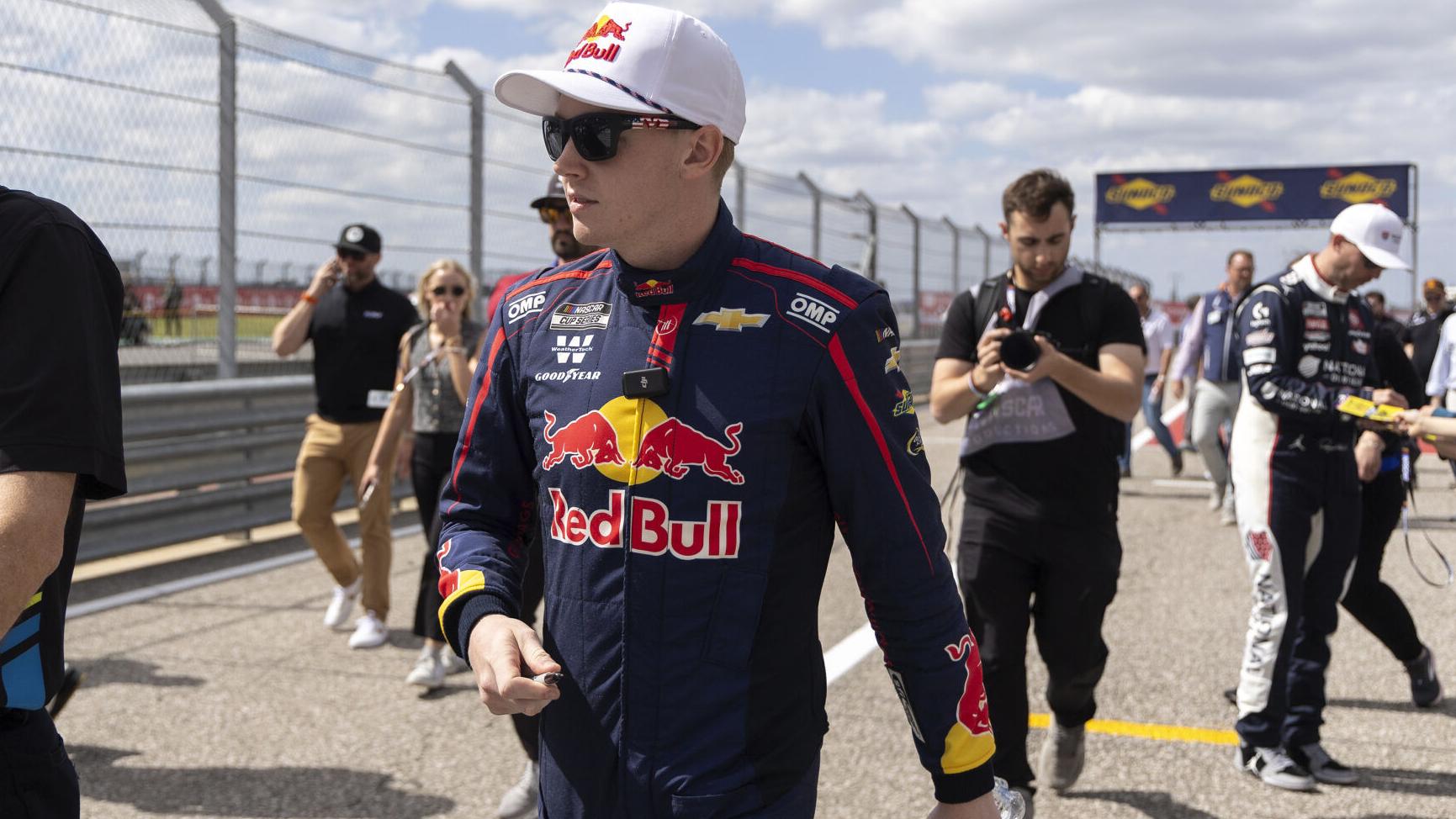 Connor Zilisch sports a smile and elbow sling at Watkins Glen a day after his nasty fall